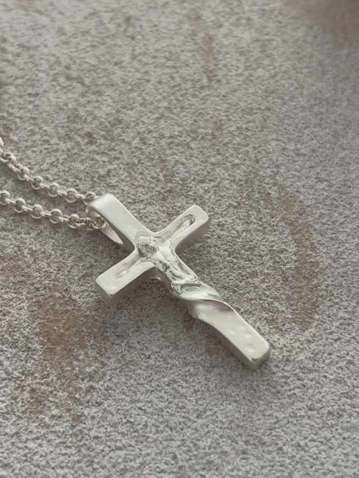 Enduring Hope Crucifix Necklace, Genuine 925 Sterling Silver Spirit of Fortitude Pendant
