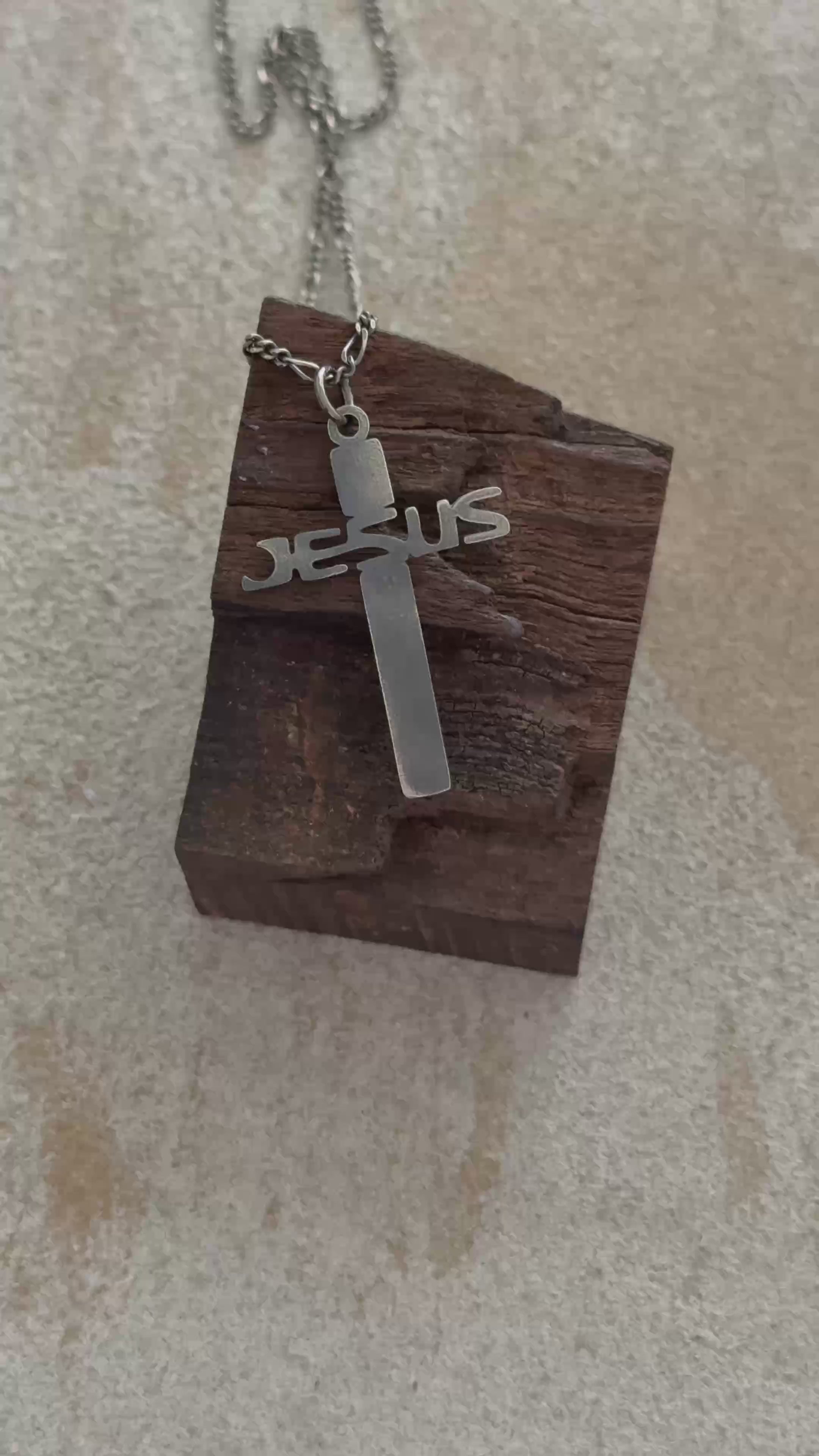 925 Sterling Silver Jesus Name Cross Durable Engravable Sacred Pendant Necklace