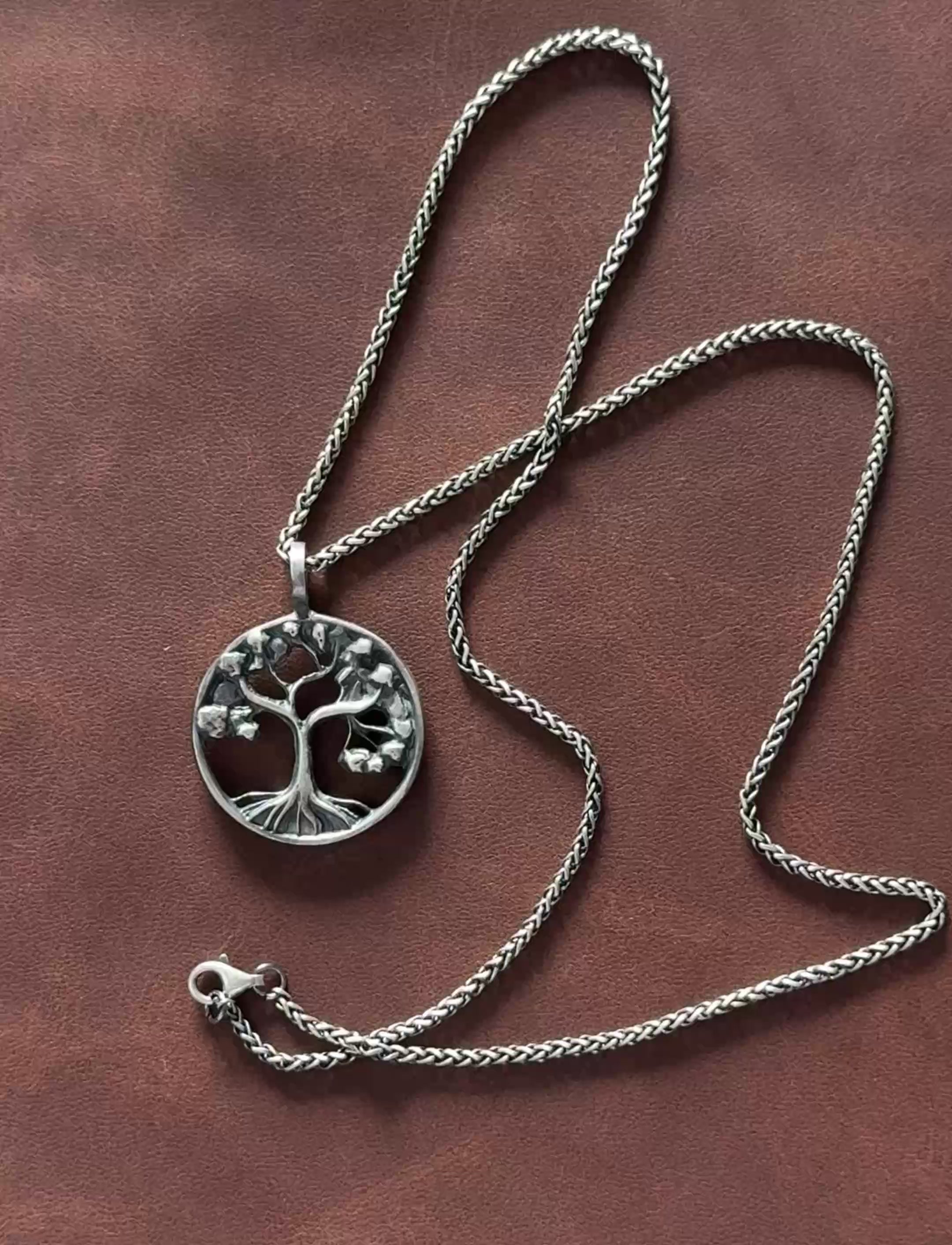 Solid 925 Sterling Silver Tree of Life Pendant Necklace for Strength & Vitality