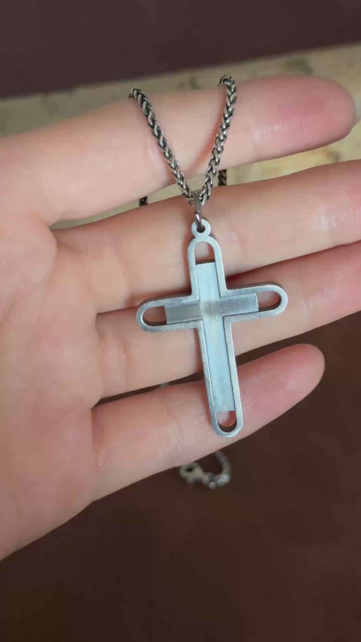 Engraved 925 Sterling Silver Layered Cross Pendant for Unshakable Faith & Sacred Protection