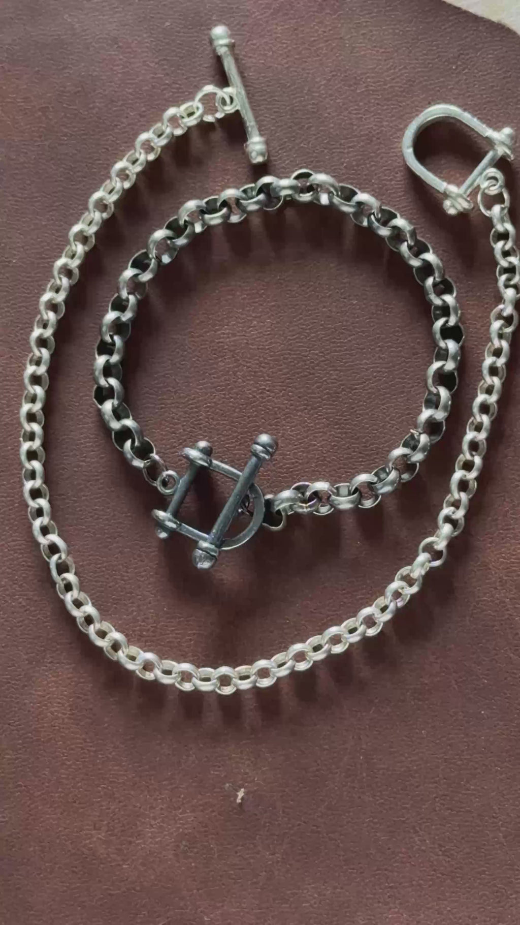 925 Sterling Silver Shackle Clasp Rolo Chain Durable Bracelet Gift for Him Her