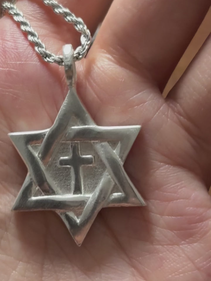 925 Sterling Silver Star of David Cross Durable Custom Engravable Necklace