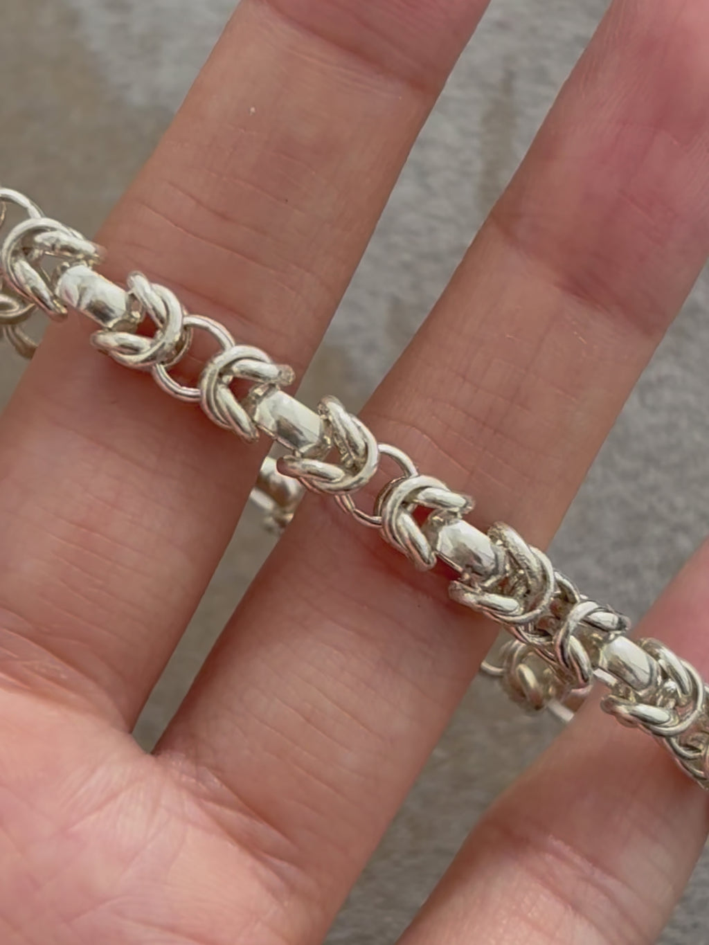 Medieval Armor Byzantine Chain Bracelet, Solid 925 Sterling Silver Handwoven Link Cuff with S-Clasp