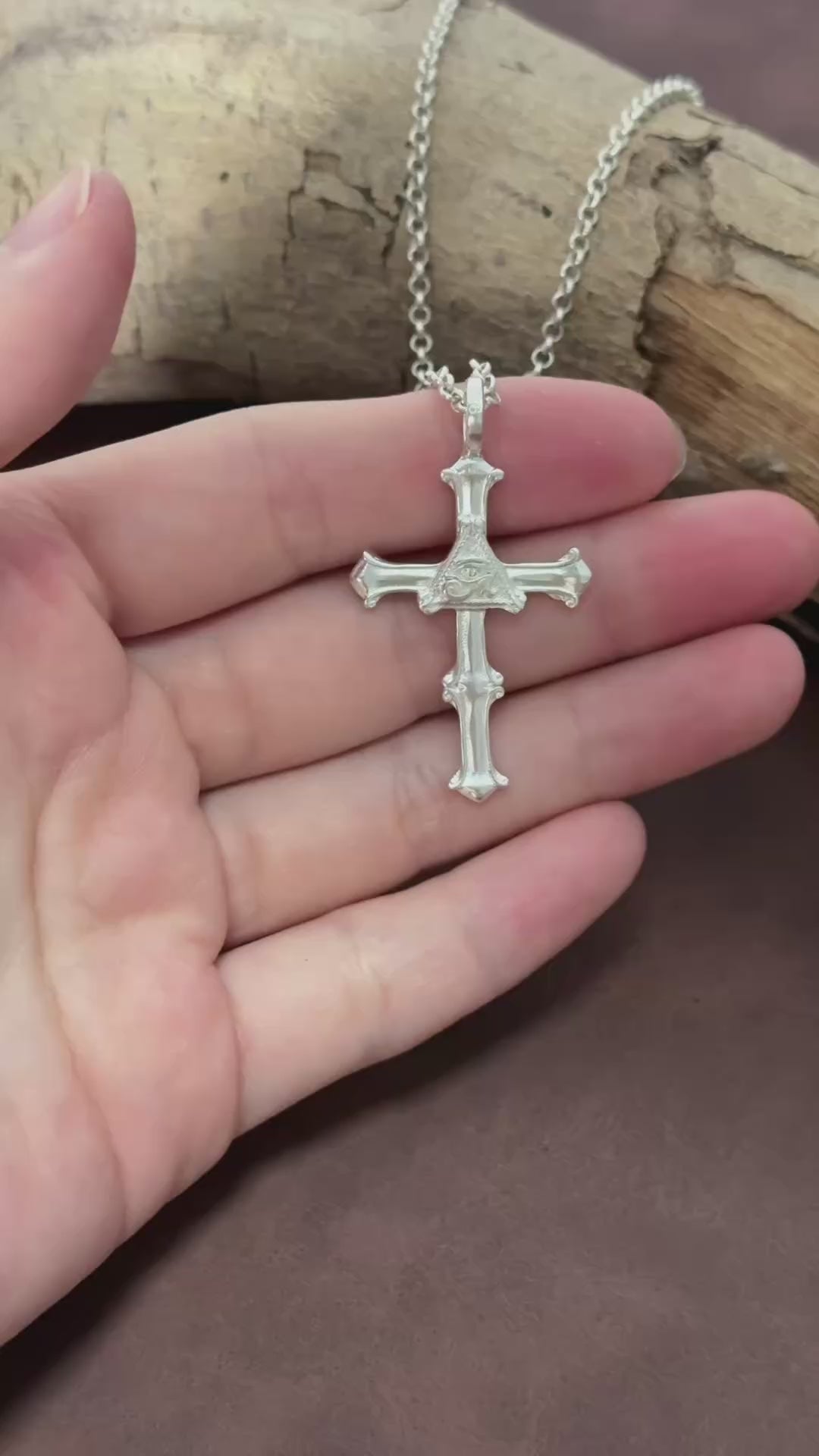 925 Sterling Silver Engravable All Seeing Eye Cross Pendant Guided By Divine Providence