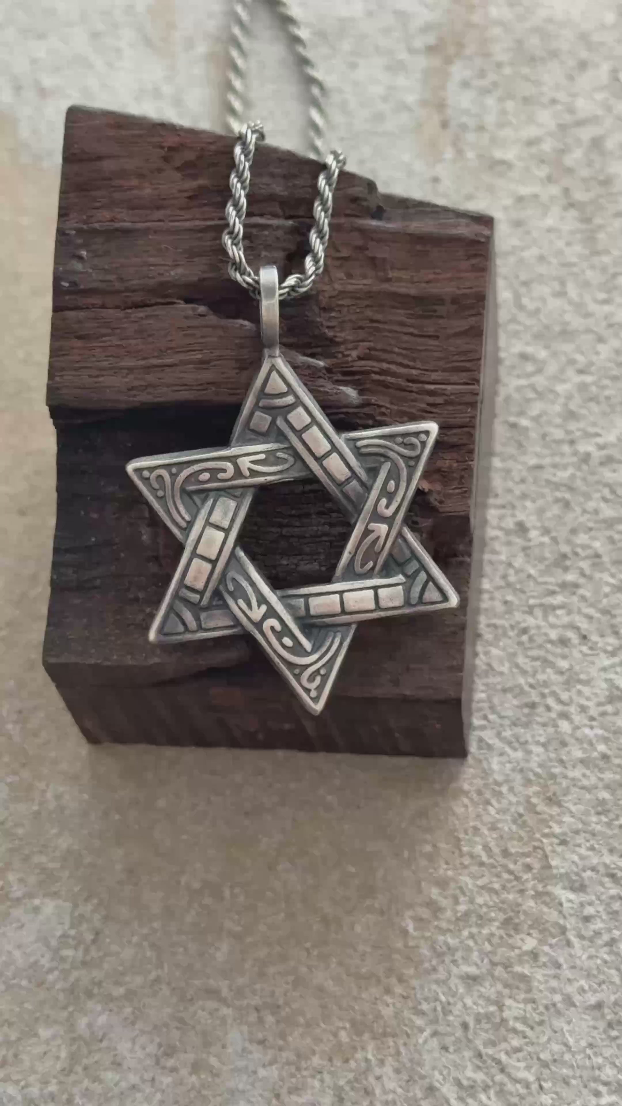 925 Sterling Silver Star of David Pendant, Vintage Hexagram Protection Necklace