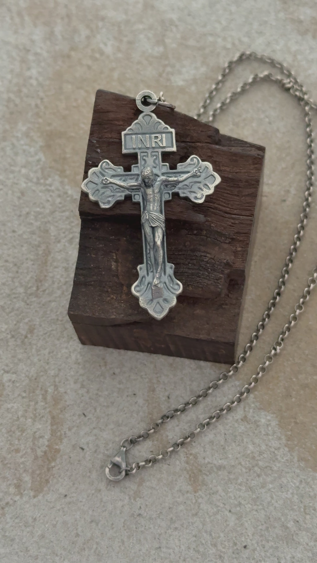 Sacred INRI Jesus Crucifix Pendant, Engravable Solid 925 Sterling Silver Holy Christian Faith Cross
