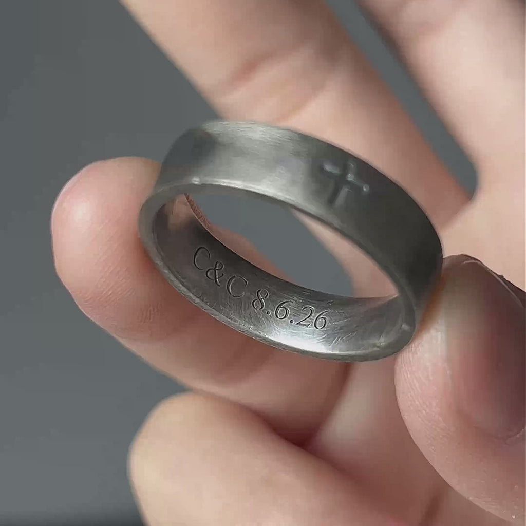 Custom Cross Ring 925 Sterling Silver Engraved Faith Band Purity Bible Gift