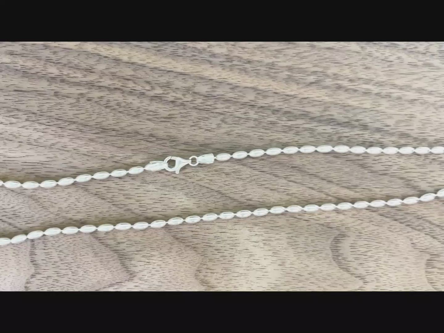 Women's 925 Sterling Silver Oval Rice Bead Chain Necklace