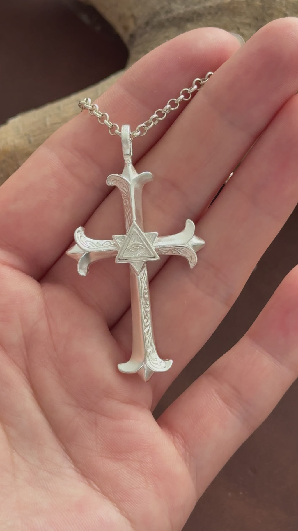 Custom 925 Sterling Silver Eye of Providence Cross Pendant for Divine Watchful Grace