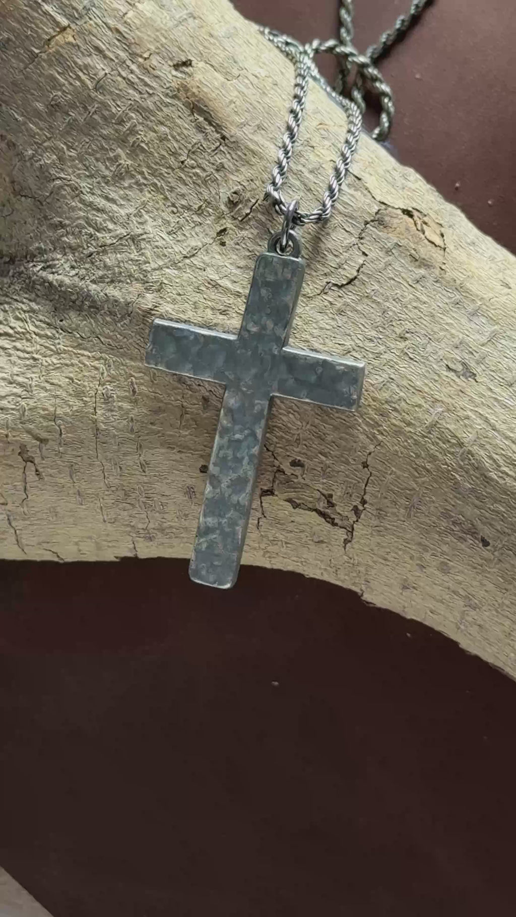 925 Sterling Silver Hammered Cross Durable Faith Pendant Necklace Gift
