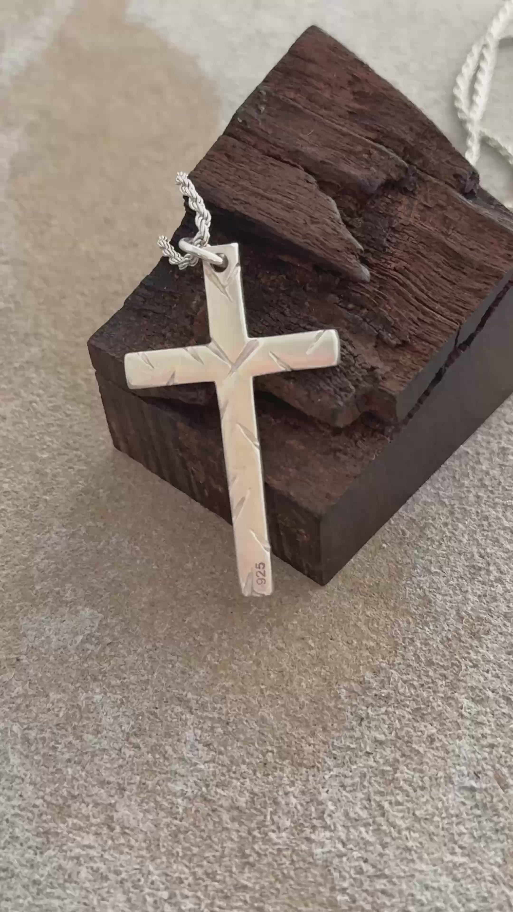 925 Sterling Silver Chiseled Holy Cross Durable Religious Faith Pendant Necklace