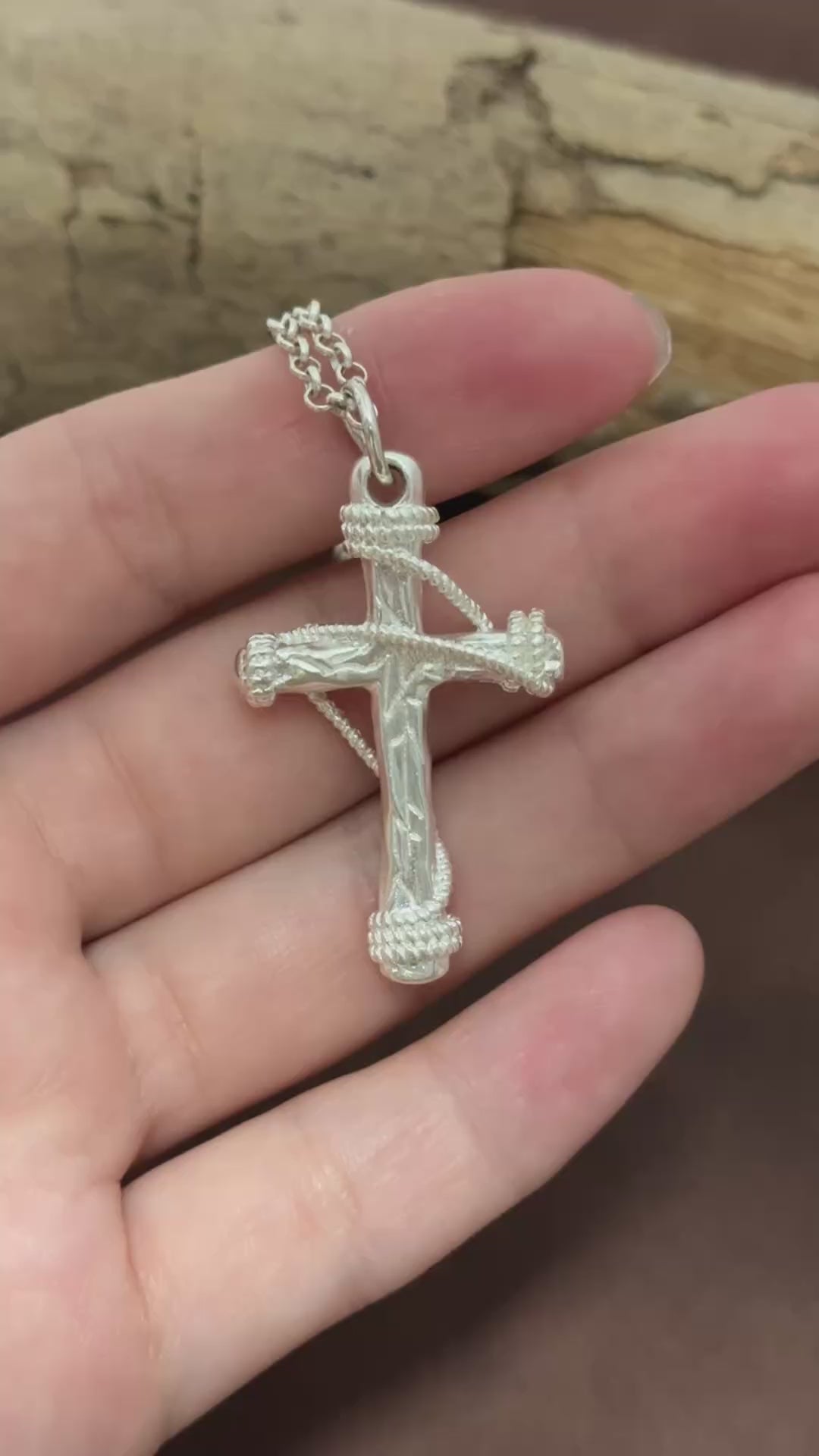 925 Sterling Silver Sacred Rope Cross Pendant Binding Your Soul To Eternal Divine Love