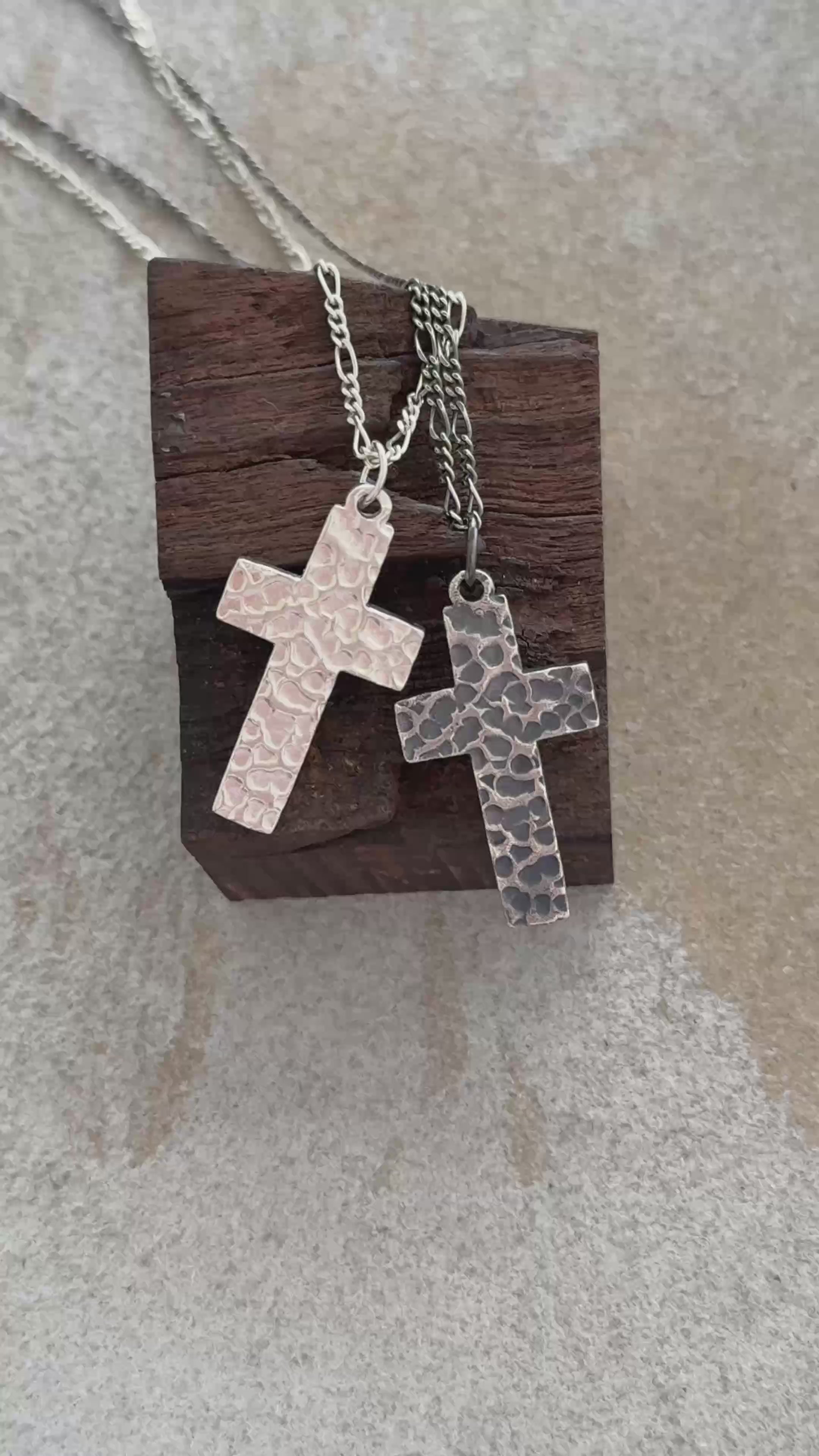 925 Sterling Silver Hammered Holy Cross Durable Custom Engravable Faith Pendant Necklace