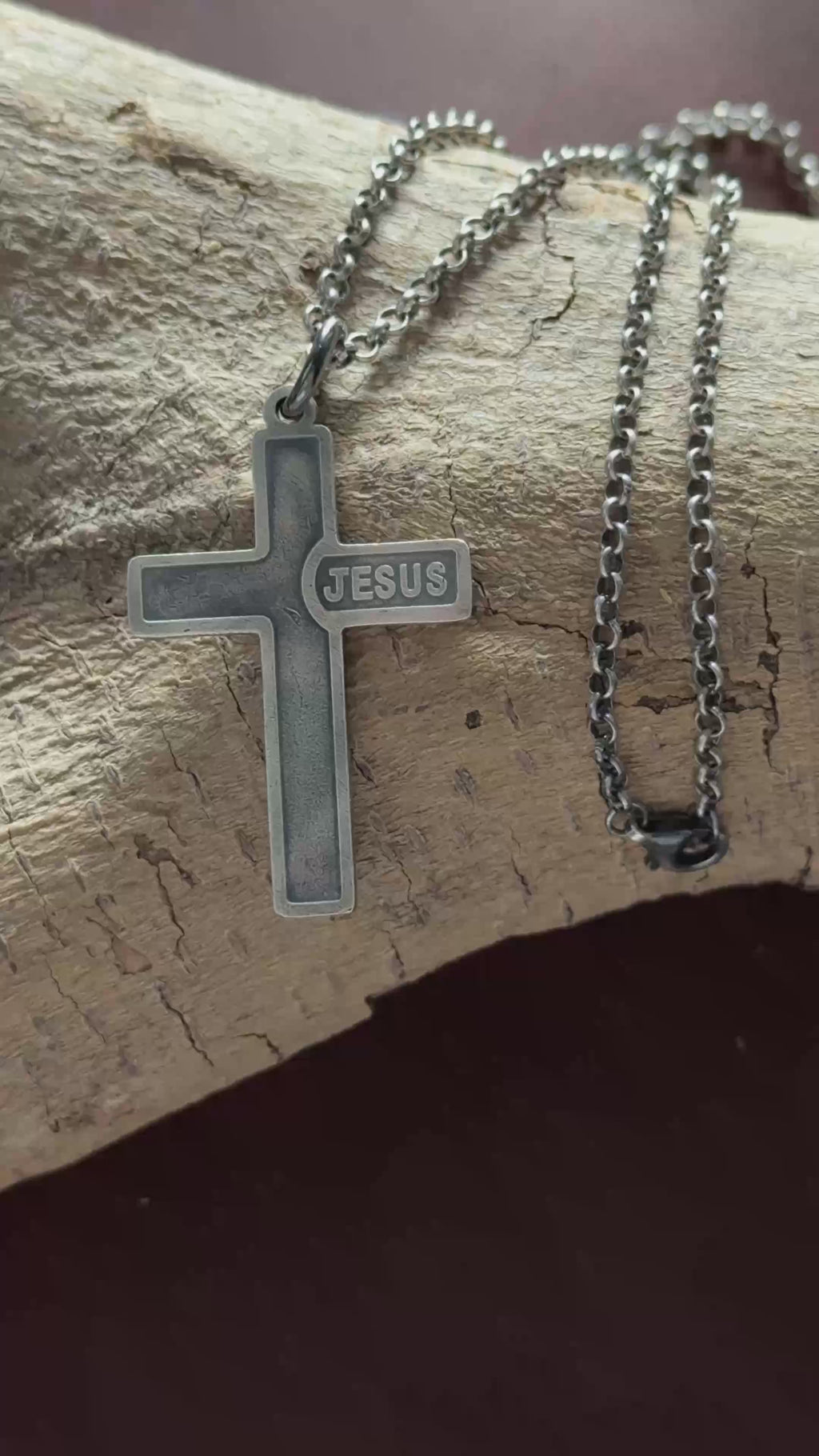 925 Sterling Silver Jesus Name Cross Durable Custom Engravable Pendant Necklace
