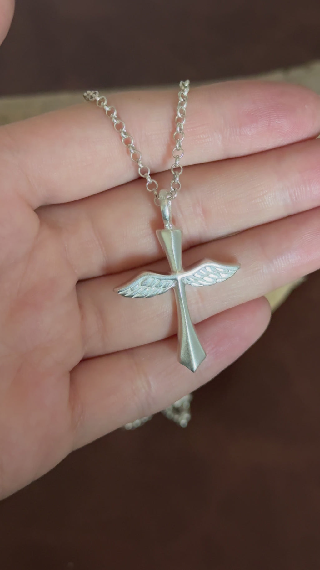Custom 925 Sterling Silver Angel Wings Cross Pendant Bringing Holy Protection And Grace