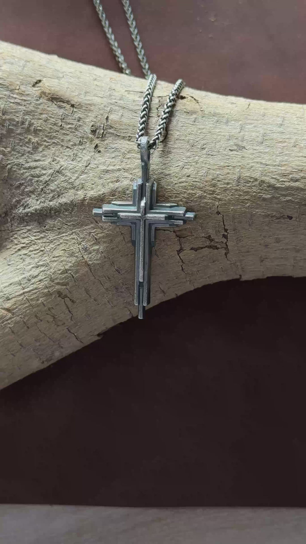 Engraved 925 Sterling Silver Layered Cross Necklace for Sacred Faith & Protection