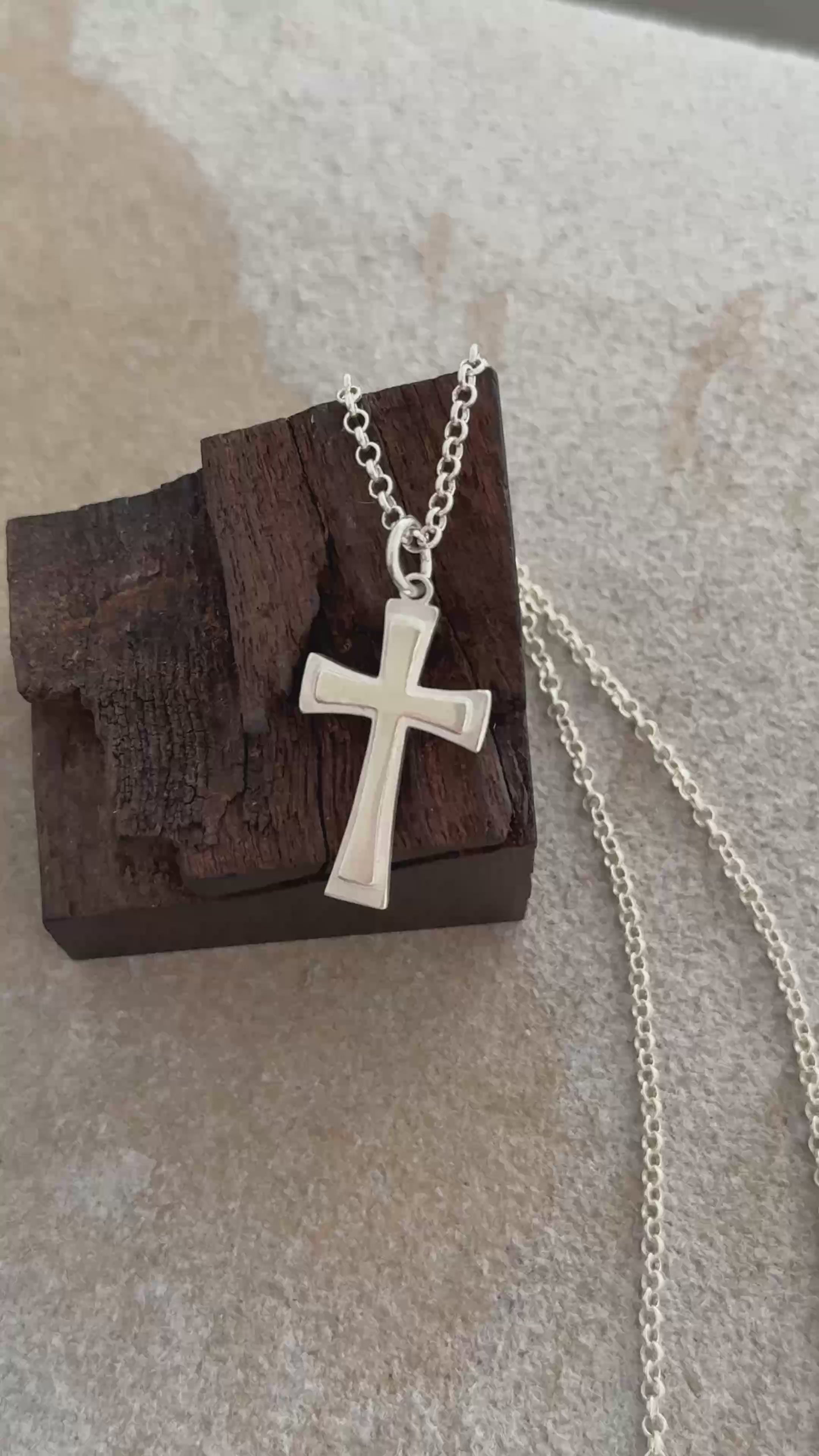 925 Sterling Silver Heirloom Tiered Holy Cross Engravable Faith Pendant Necklace