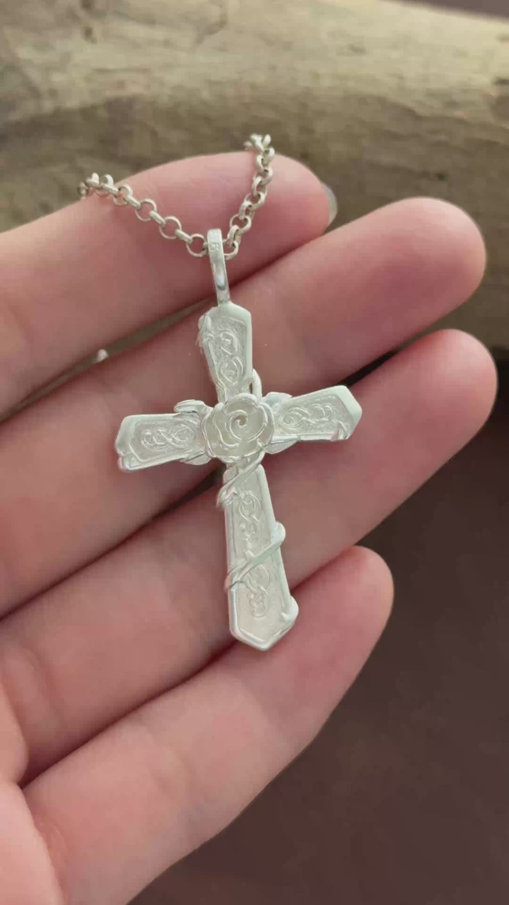Personalized 925 Sterling Silver Rose Cross Pendant for His Eternal Love and Devotion
