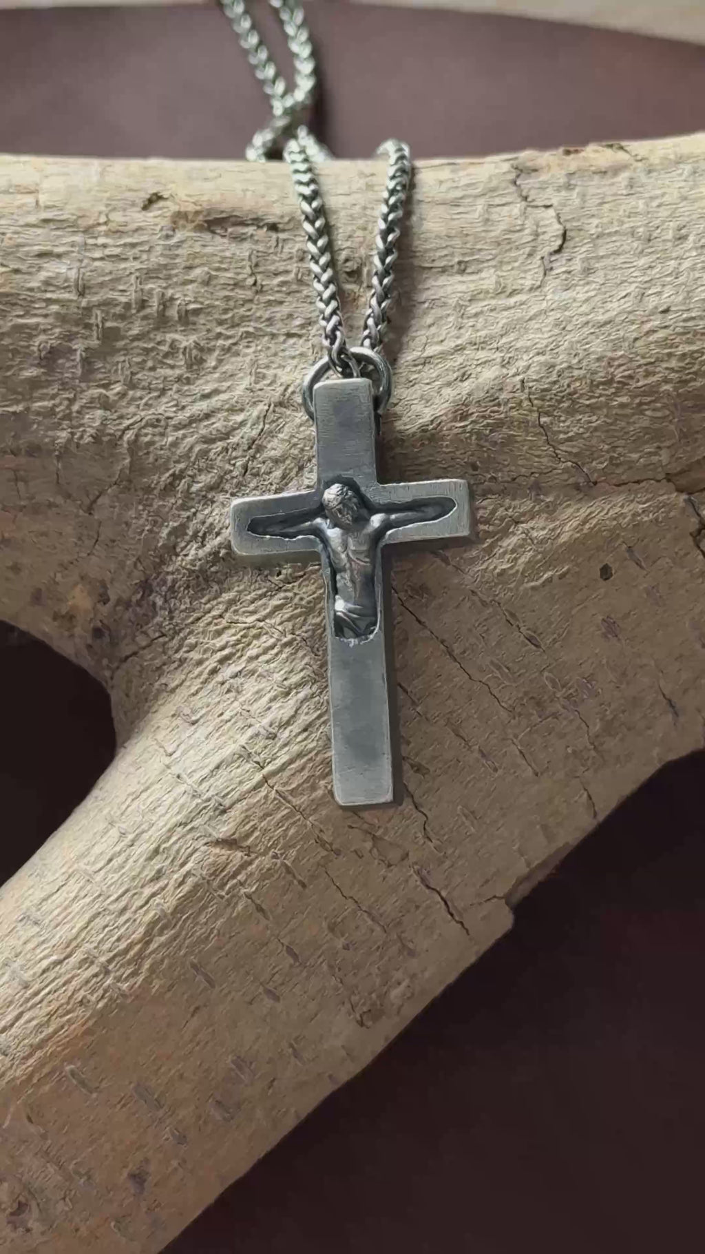 Custom Engravable 925 Silver Inset Crucifix Heirloom Jesus Pendant