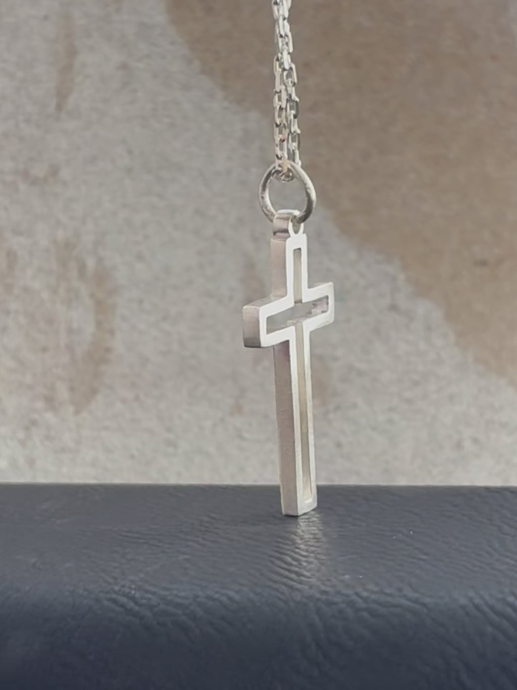 Cutout Cross Pendant Necklace, 925 Sterling Silver Religious Faith Jewelry