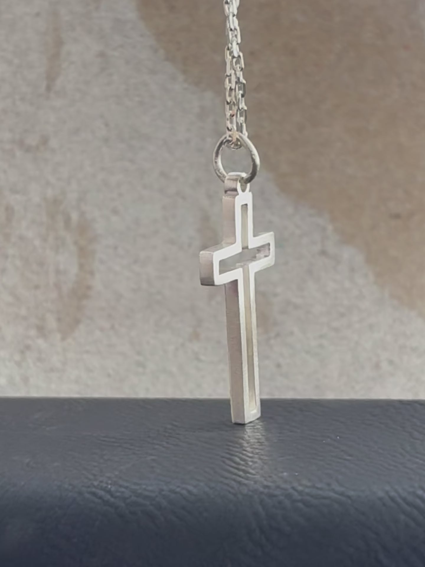 Cutout Cross Pendant Necklace, 925 Sterling Silver Religious Faith Jewelry
