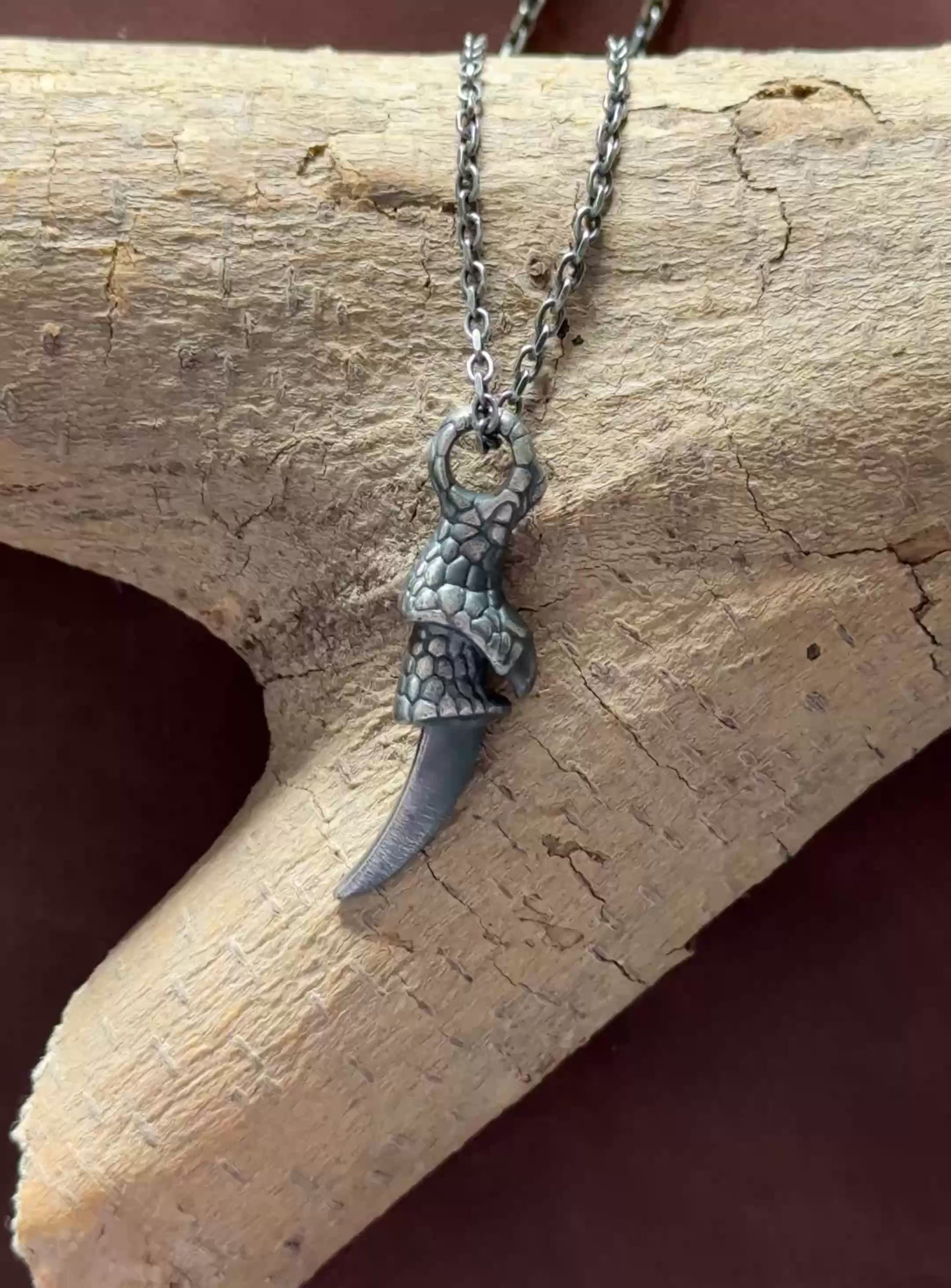 925 Sterling Silver Dragon Claw Pendant Necklace for Men, Durable Gothic Jewelry Gift