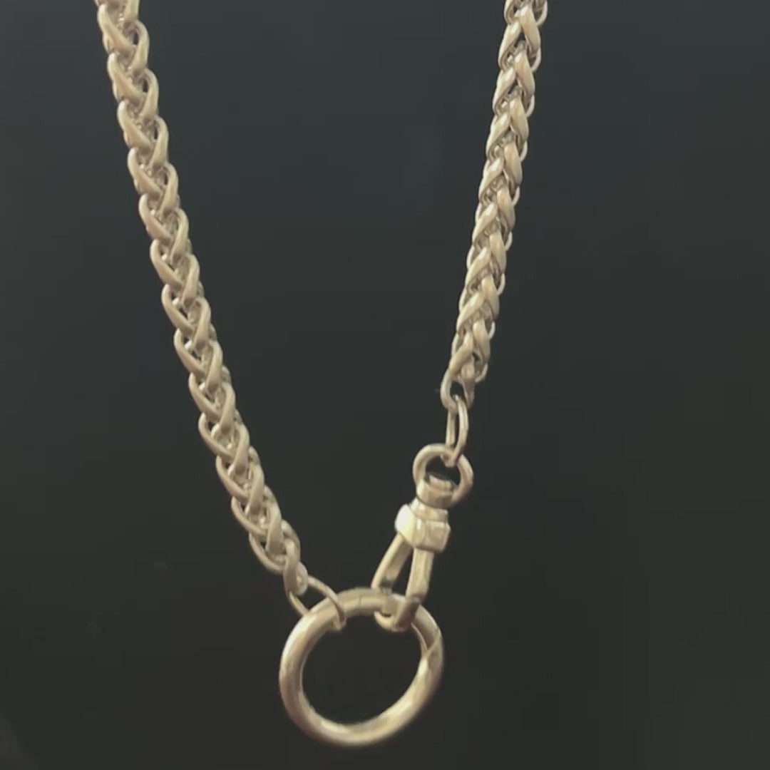 Unisex 925 Sterling Slver Wheat Chain Necklace with Spring Clasp-Pendant Holder