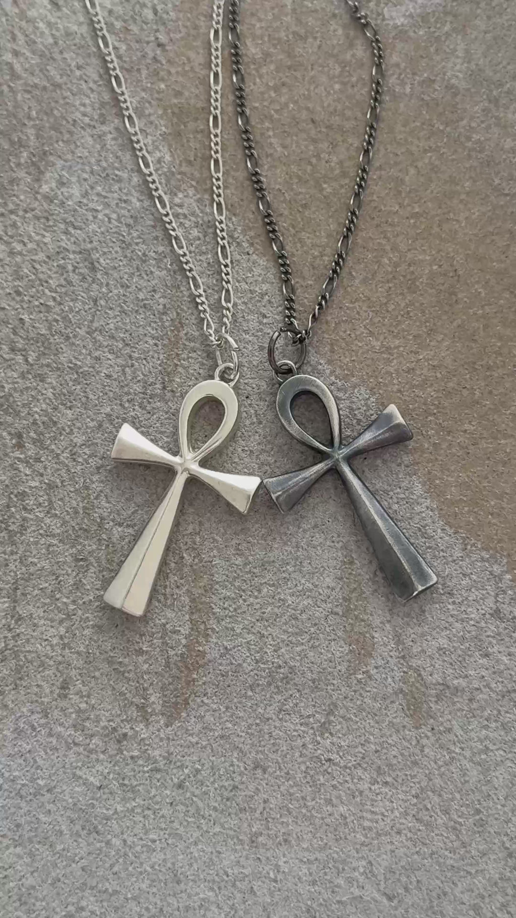 925 Sterling Silver Beveled Ankh Holy Cross Durable Faith Pendant Necklace