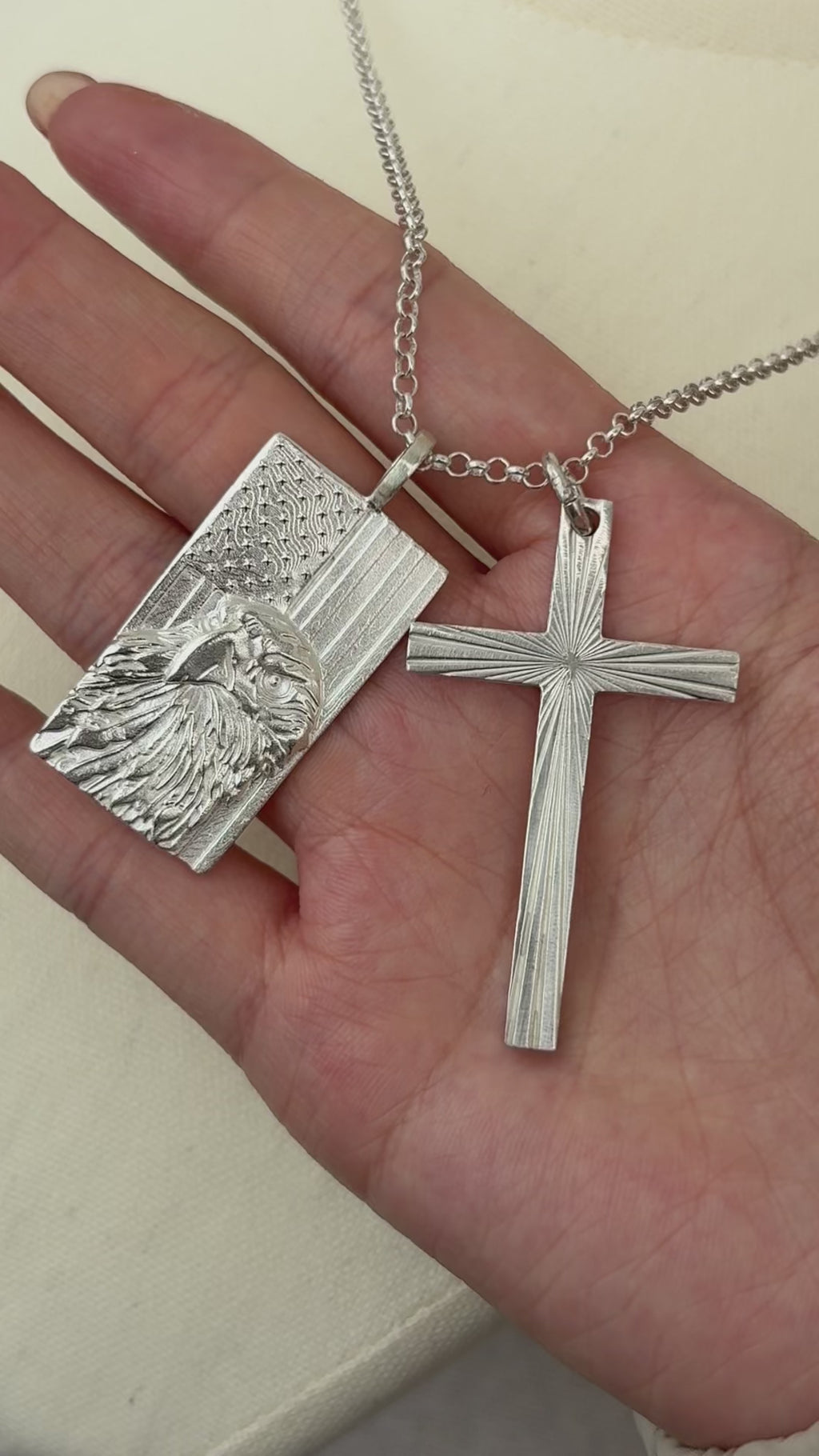 Sovereign Wings Radiant Cross, Solid 925 Sterling Silver Faith & Freedom Necklace