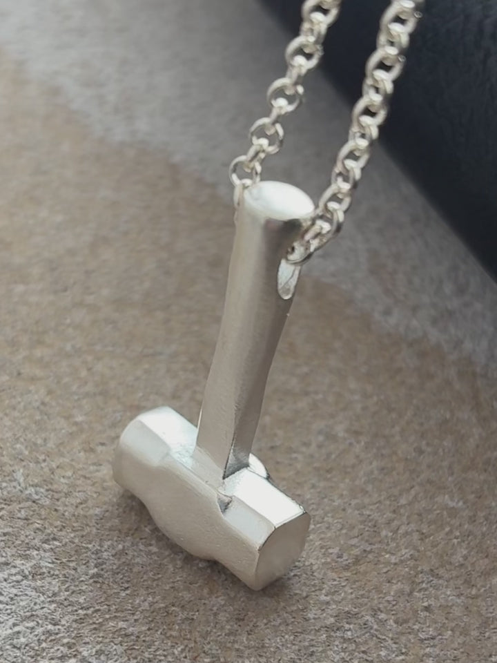 925 Sterling Silver Engravable Hammer Pendant, Personalized Artisan Jewelry