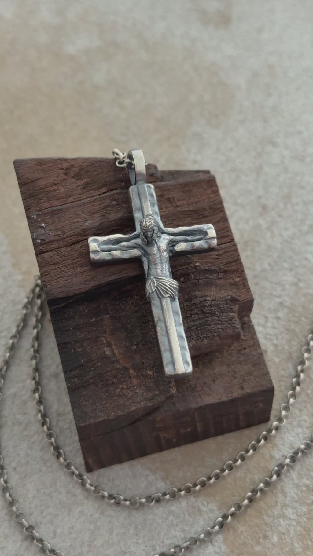 Sacred Jesus Crucifix Pendant, Engravable Solid 925 Sterling Silver Christian Faith Cross Necklace