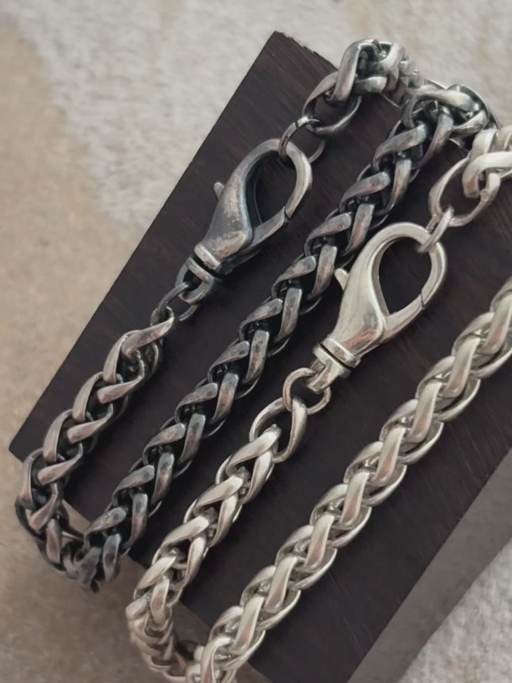 Classic Franco Wheat Chain Bracelet, Solid 925 Sterling Silver Minimalist Spiga Link Wristband