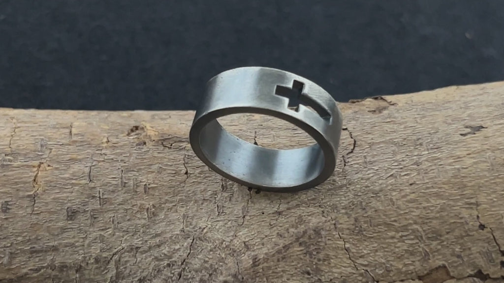 Personalized 925 Sterling Silver Cutout Cross Ring for Men Custom Engraved