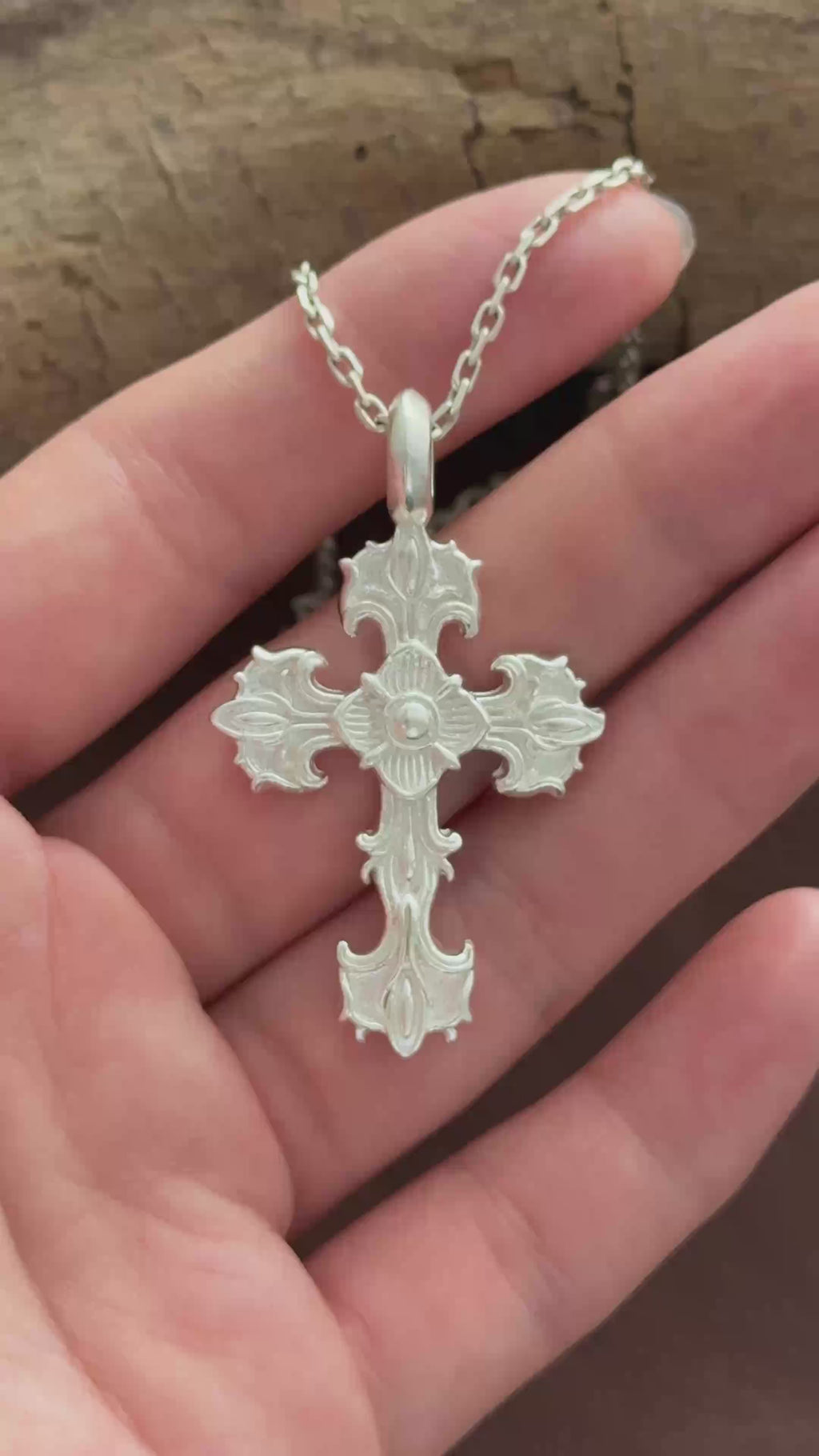 Custom 925 Sterling Silver Baroque Floral Cross Pendant for Sacred Grace & Eternal Faith