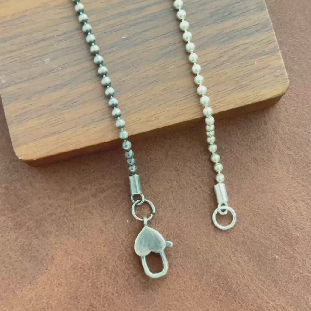 Unisex Custom Engraved 2mm 925 Sterling Silver Bead Ball Chain -Heart Clasp Anklet