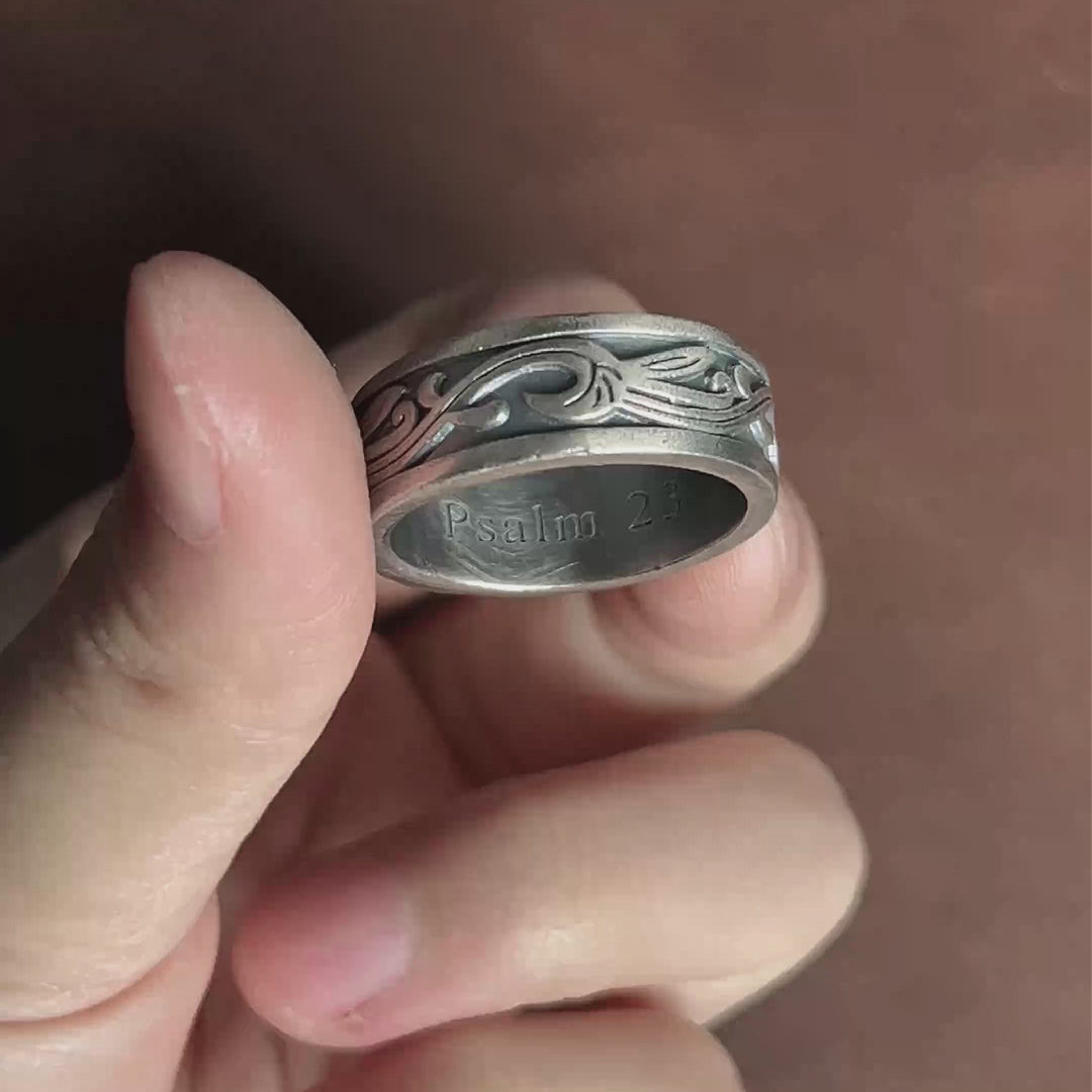 Personalized 925 Sterling Silver Vine Ring, Engraved Promise Band for Men Women