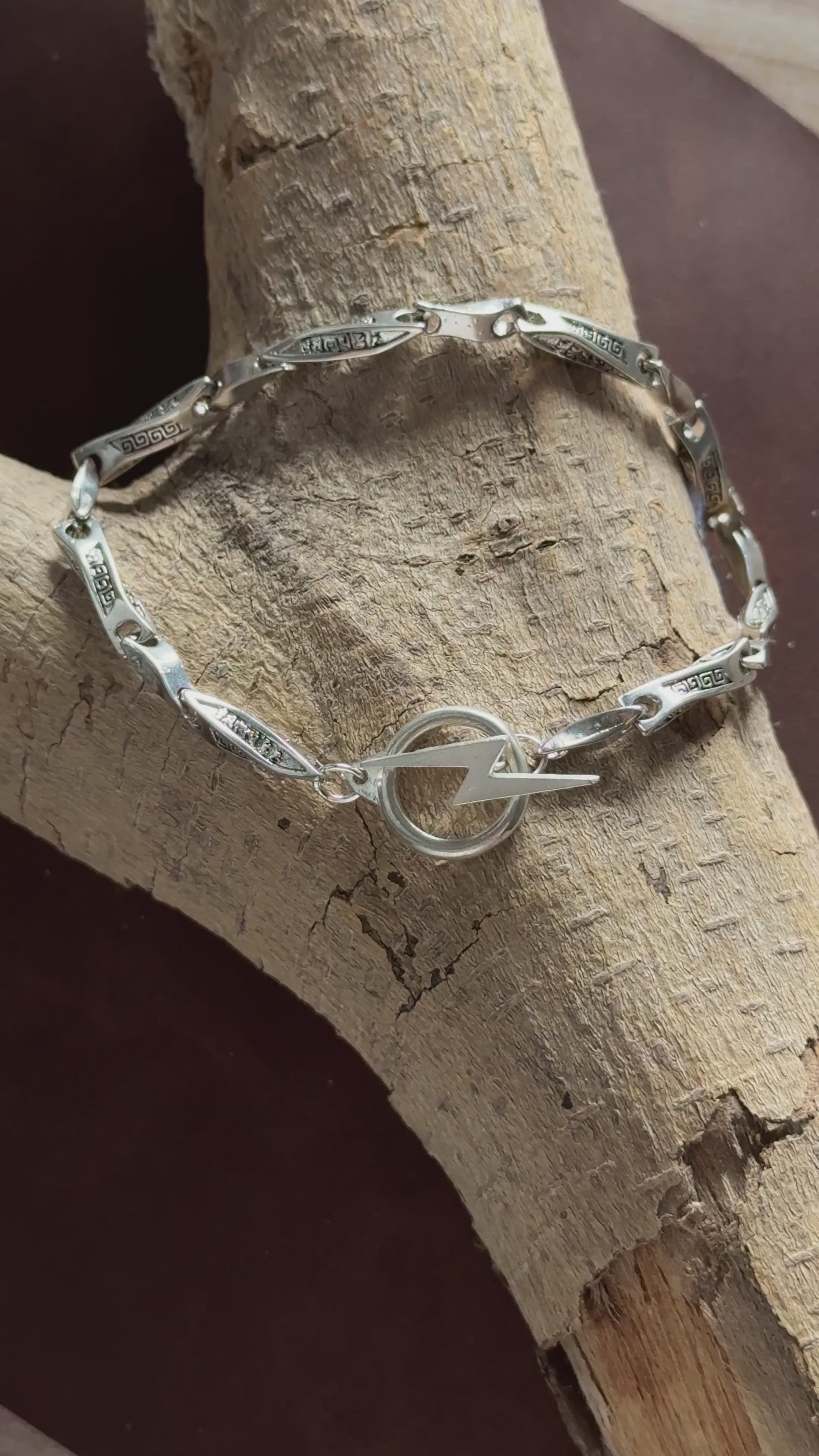 925 Sterling Silver Lightning Bolt Toggle Clasp Durable Link Bracelet Gift