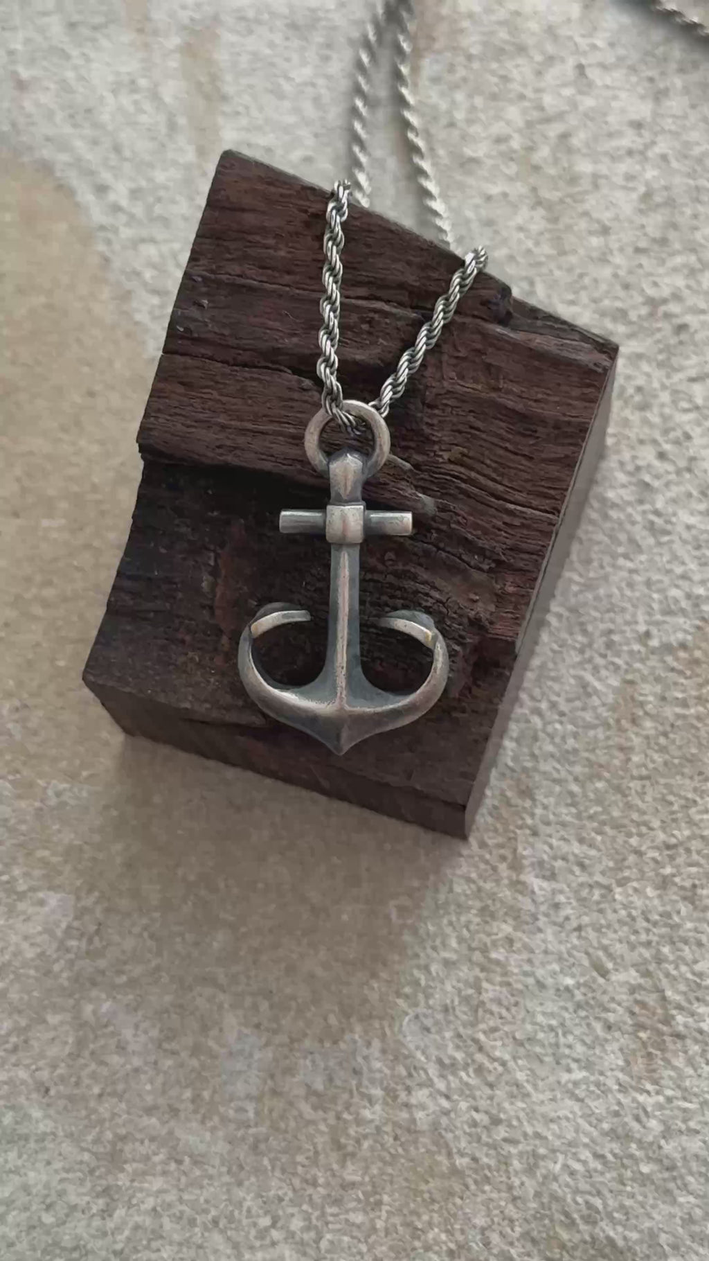 925 sterling silver anchor necklace, vintage nautical talisman pendant for hope & strength