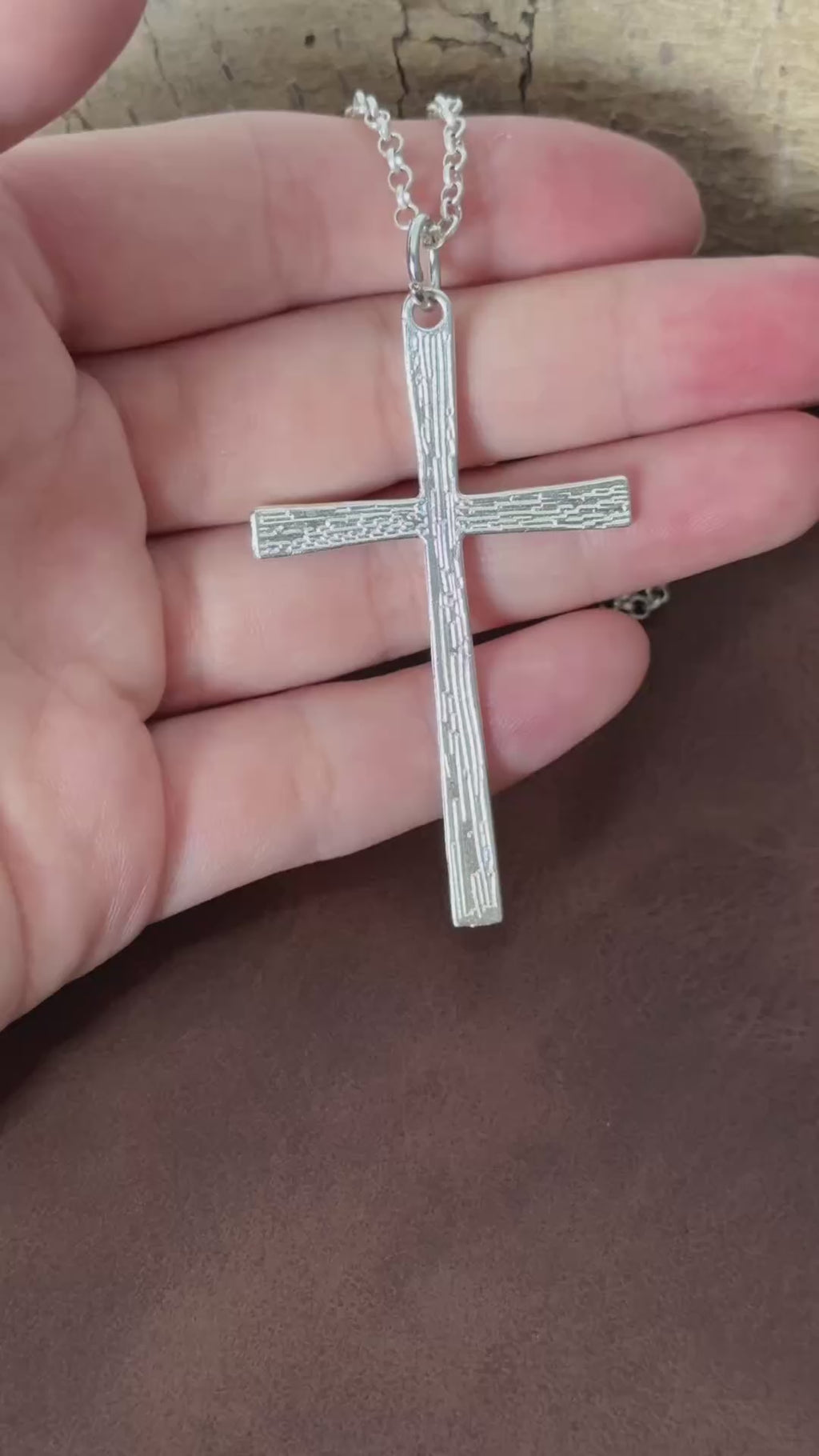 925 Sterling Silver Engravable Textured Cross Pendant Illuminated By Divine Grace