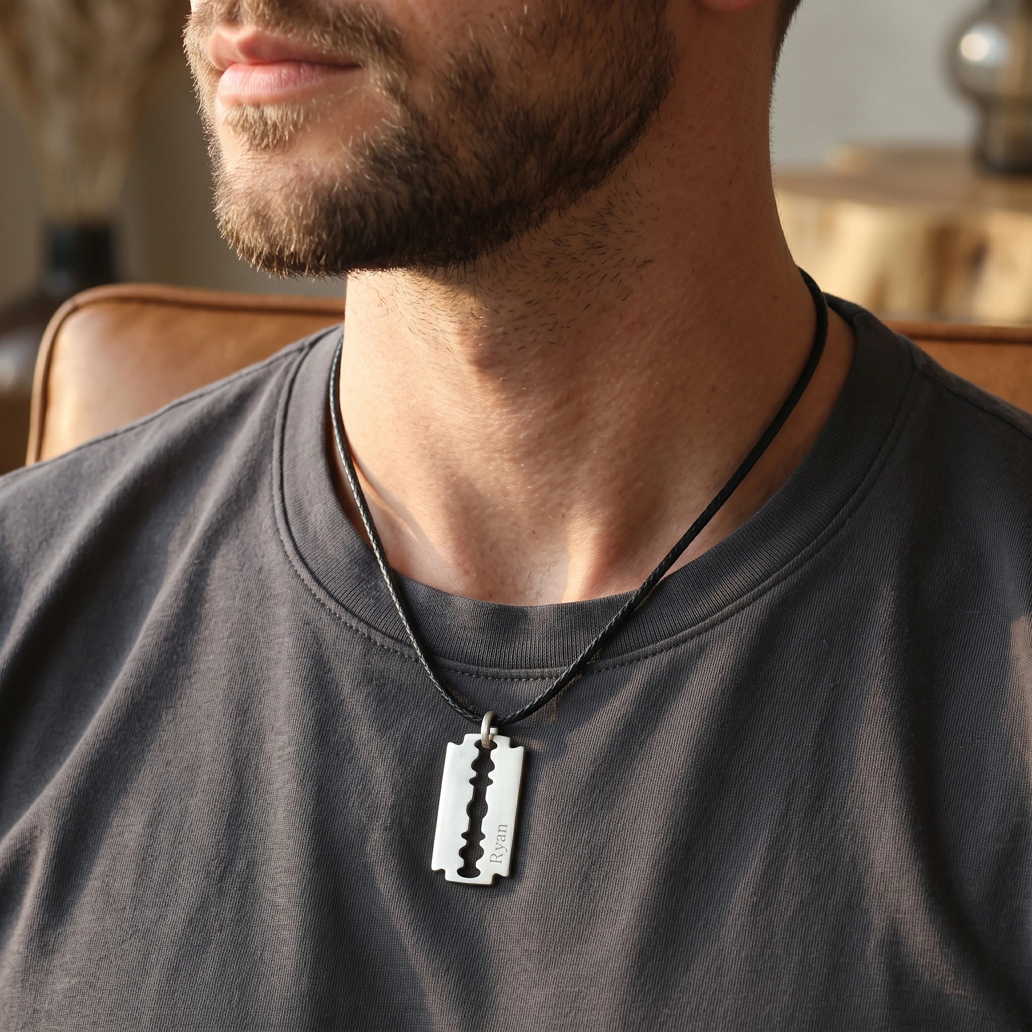 925 Sterling Silver Engravable Blade Pendant, Personalized Punk Necklace Jewelry