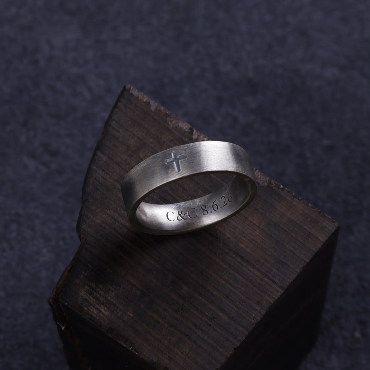 Custom Cross Ring 925 Sterling Silver Engraved Faith Band Purity Bible Gift