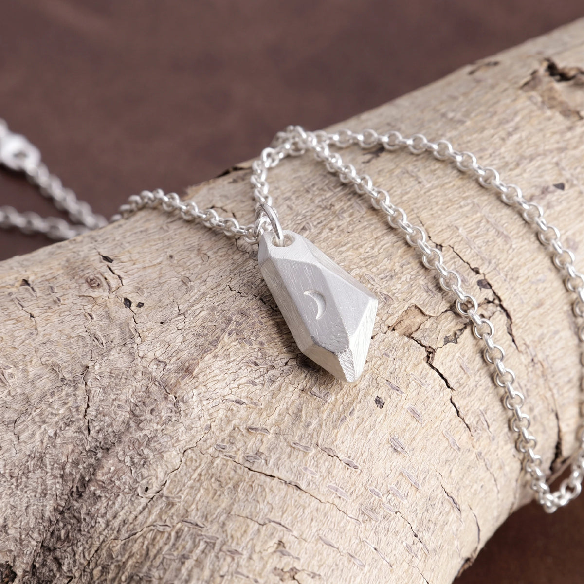 925 Sterling Silver Crescent Moon Wishing Stone Pendant Bringing Mystical Magic And Hope