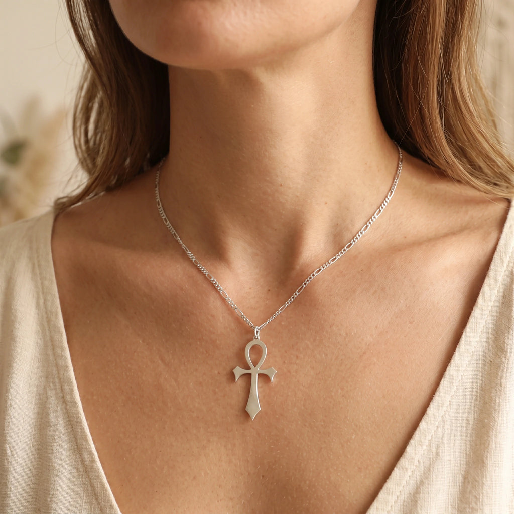 925 Sterling Silver Ankh Key of Life Durable Cross Pendant Faith Gift