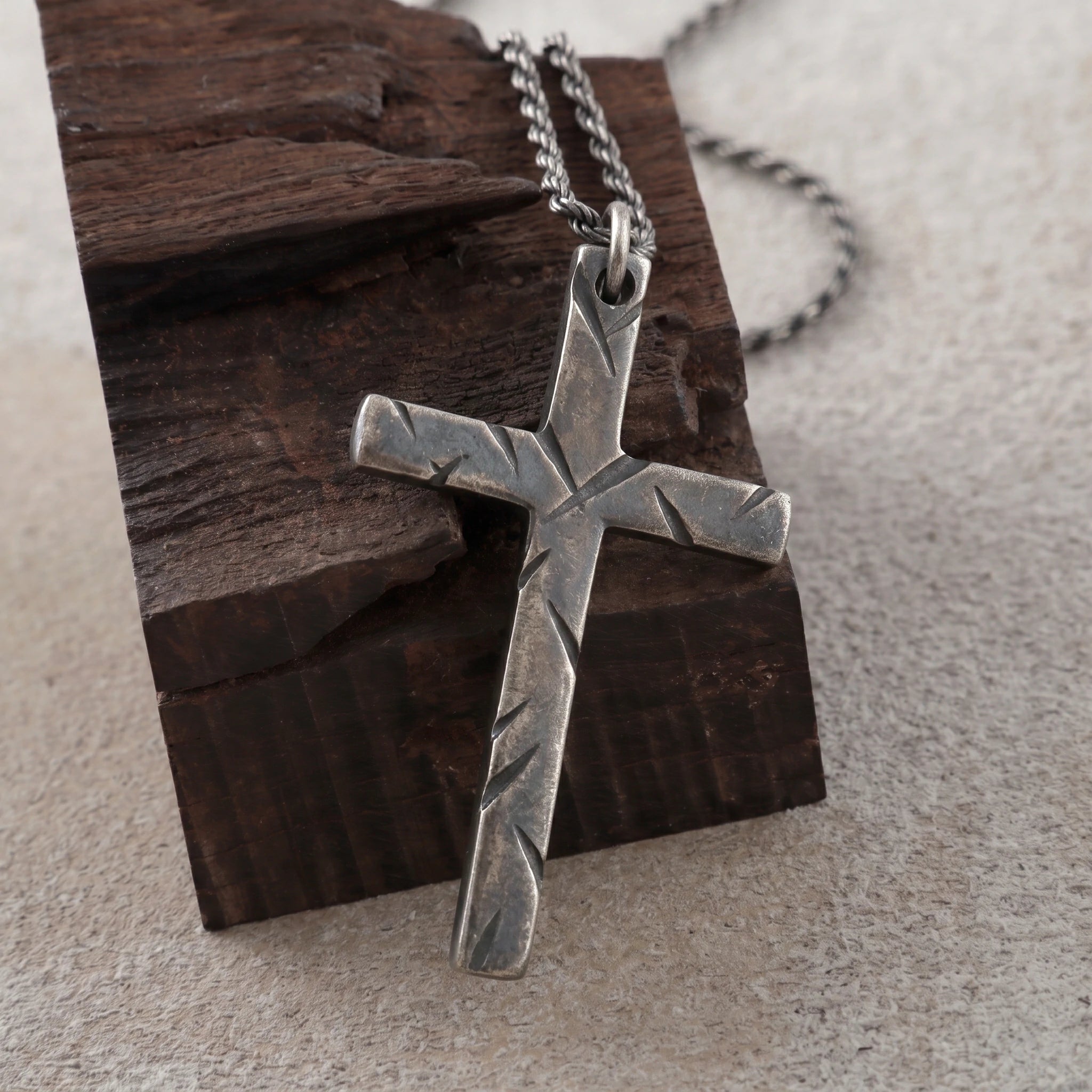 925 Sterling Silver Chiseled Holy Cross Durable Religious Faith Pendant Necklace