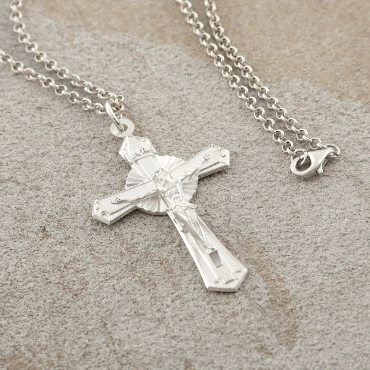 925 Sterling Silver Holy Crucifix Necklace, Sacred Jesus Cross Pendant for Faith & Protection