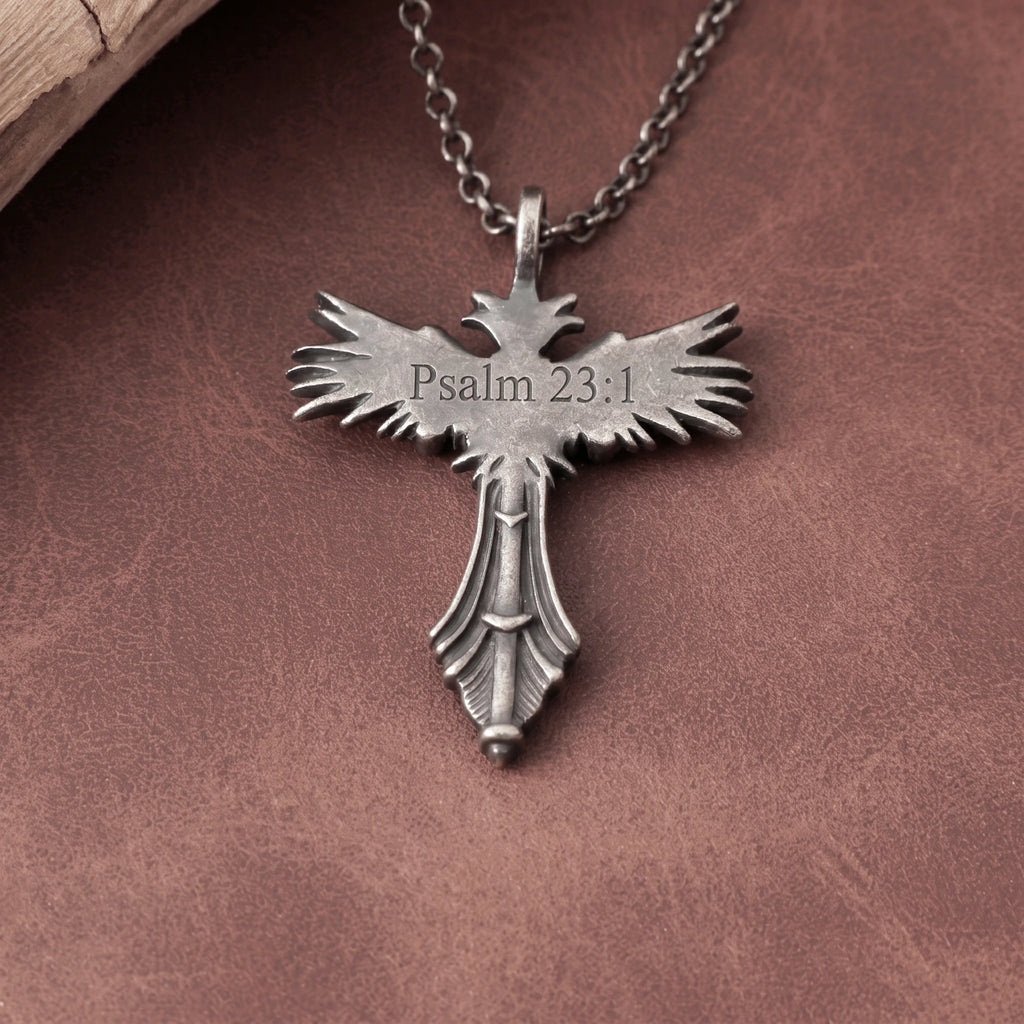 Custom 925 Sterling Silver Angel Wing Cross Pendant for Divine Heavenly Protection