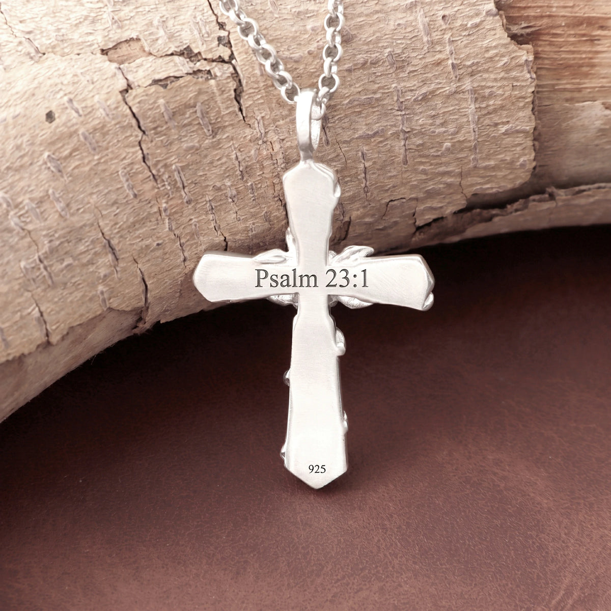 Personalized 925 Sterling Silver Rose Cross Pendant for His Eternal Love and Devotion