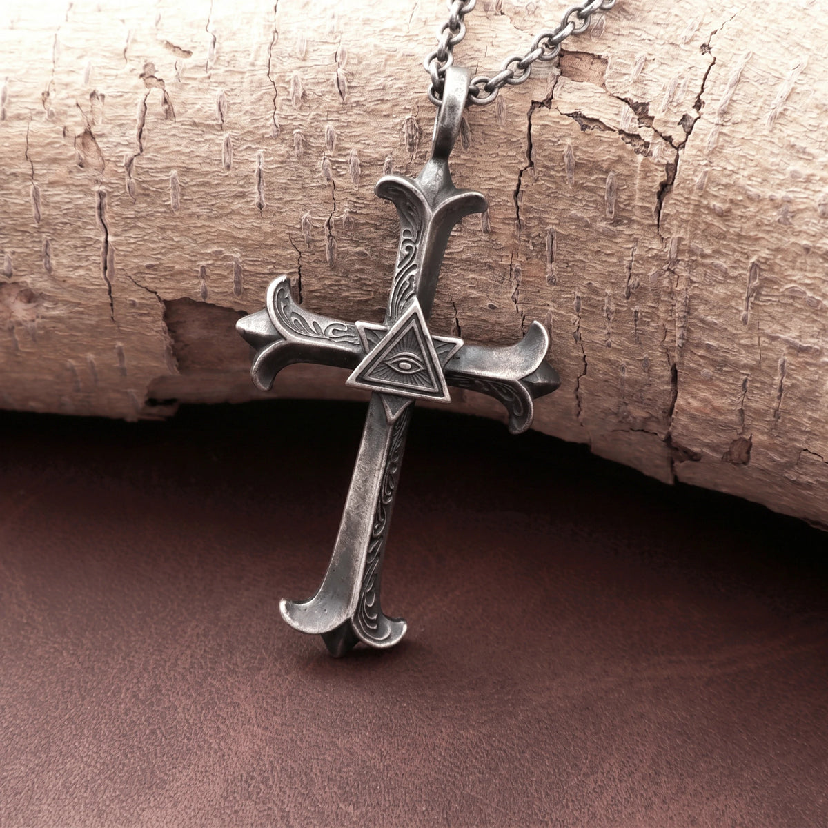 Custom 925 Sterling Silver Eye of Providence Cross Pendant for Divine Watchful Grace