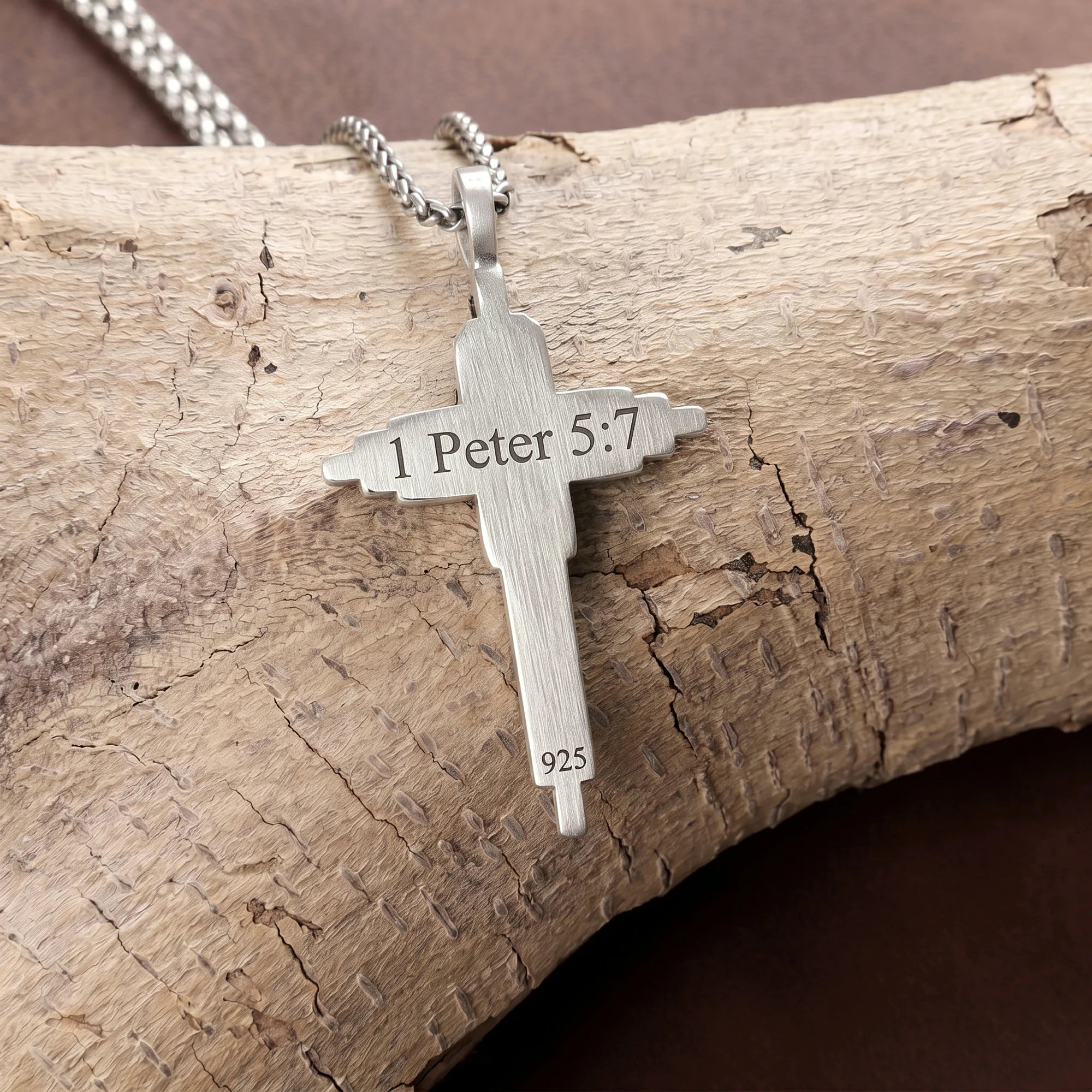 Engraved 925 Sterling Silver Layered Cross Necklace for Sacred Faith & Protection