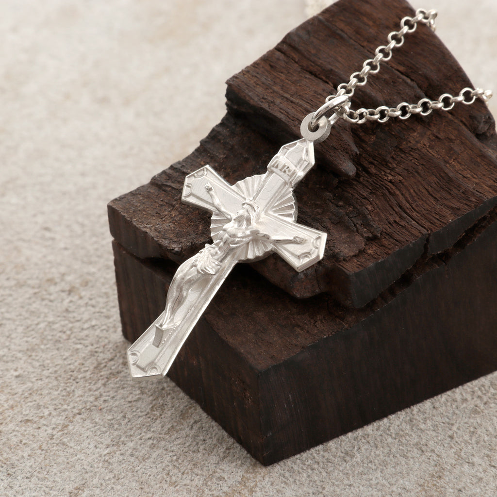 925 Sterling Silver Holy Crucifix Necklace, Sacred Jesus Cross Pendant for Faith & Protection